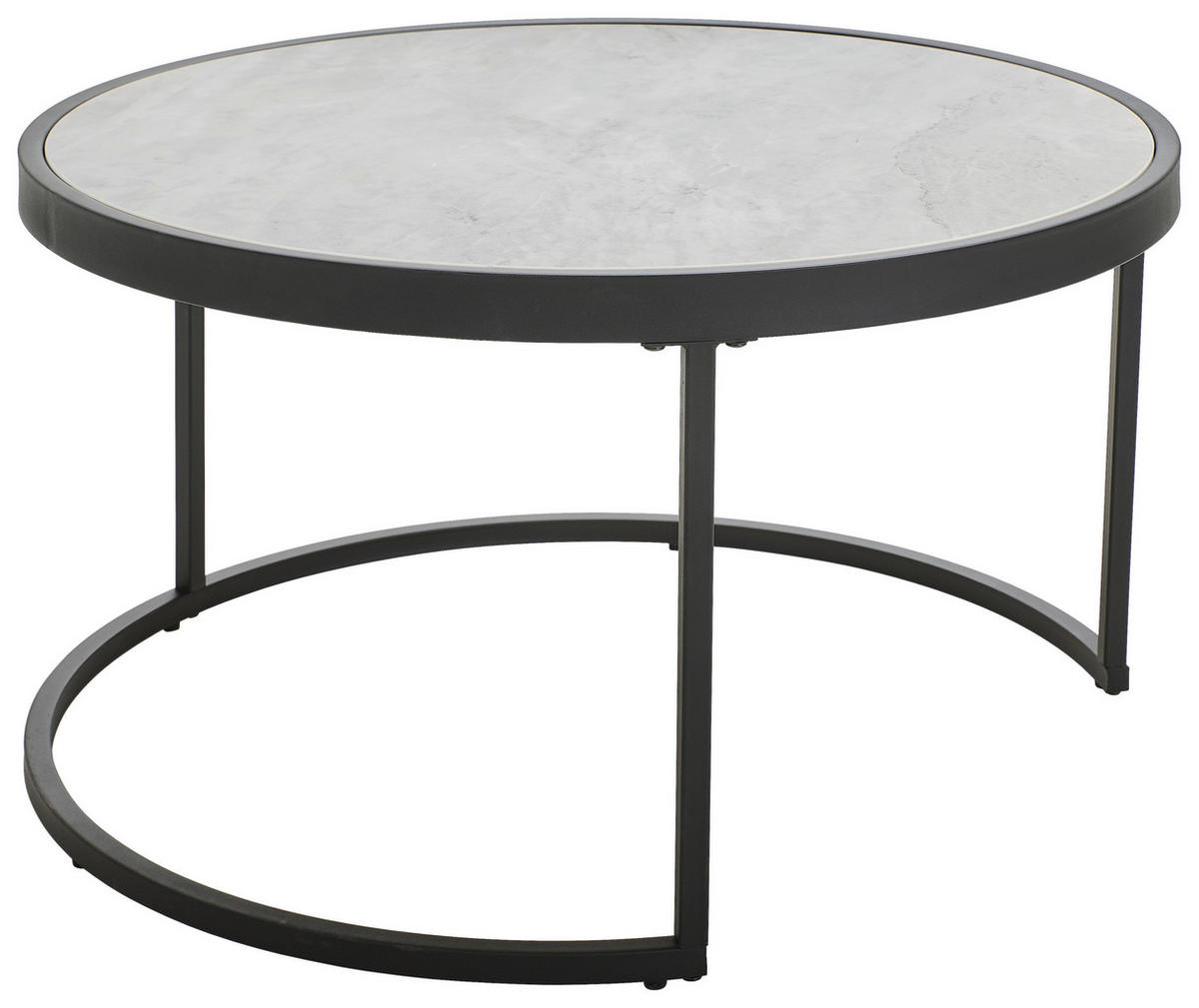 SADA KONFERENČNÍCH STOLKŮ, černá, světle šedá, kov, sklo, keramika, 80/65/80/65/40/38 cm - černá/světle šedá, Design, kov/sklo (80/65/80/65/40/38cm) - MID.YOU