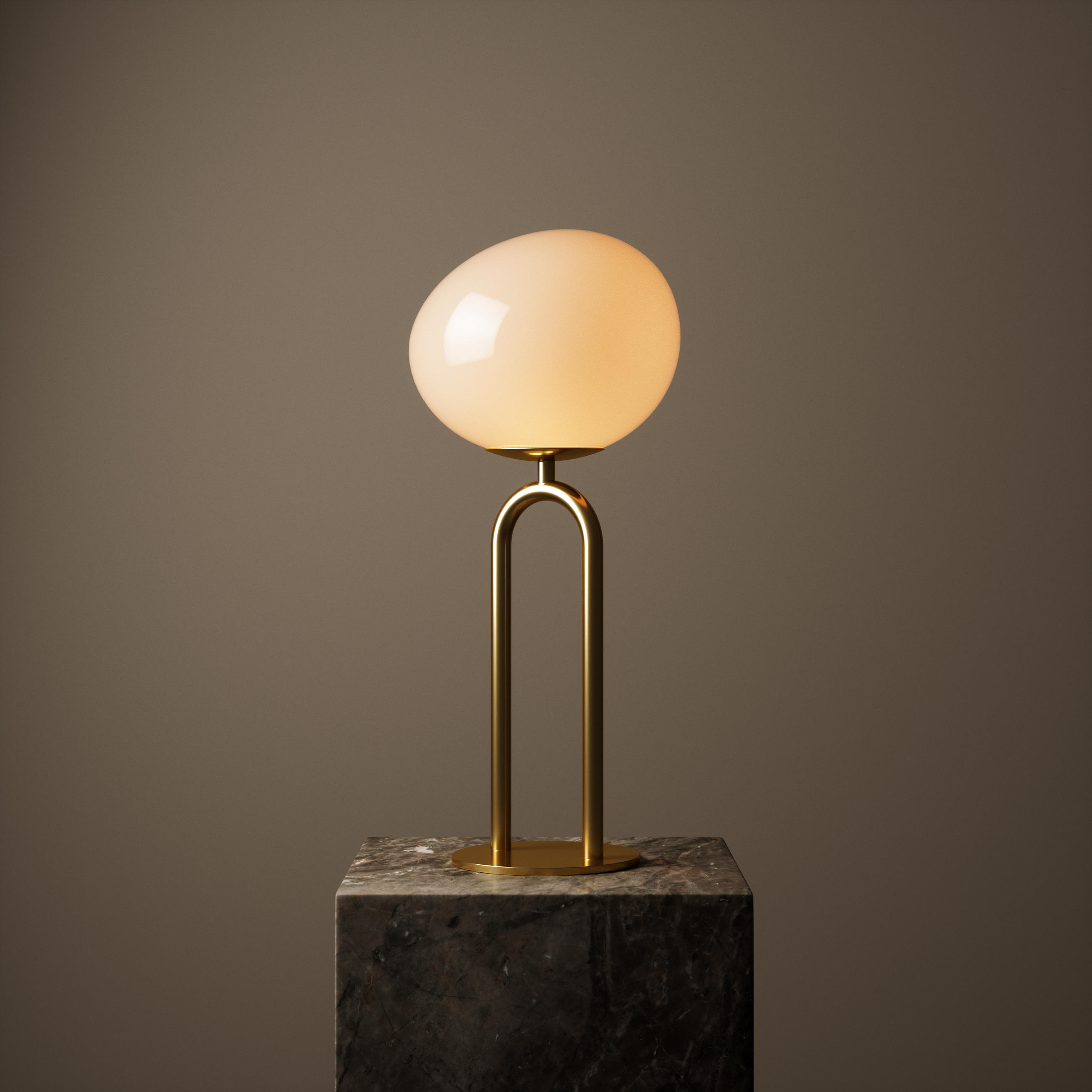TISCHLEUCHTE SHAPES 22/18/47 cm   - Messingfarben/Weiß, KONVENTIONELL, Glas/Metall (22/18/47cm) - Nordlux