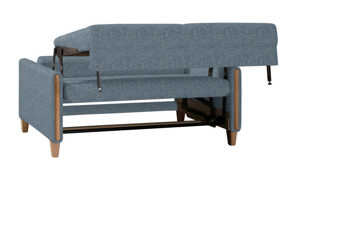 SCHLAFSOFA Webstoff Blau, Buchefarben Fussart wählbar, Stoffauswahl, Rücken echt, Armteil links, Armteil rechts  - Blau/Buchefarben, Design, Holz/Textil (174/88/104cm) - Niels Andersson