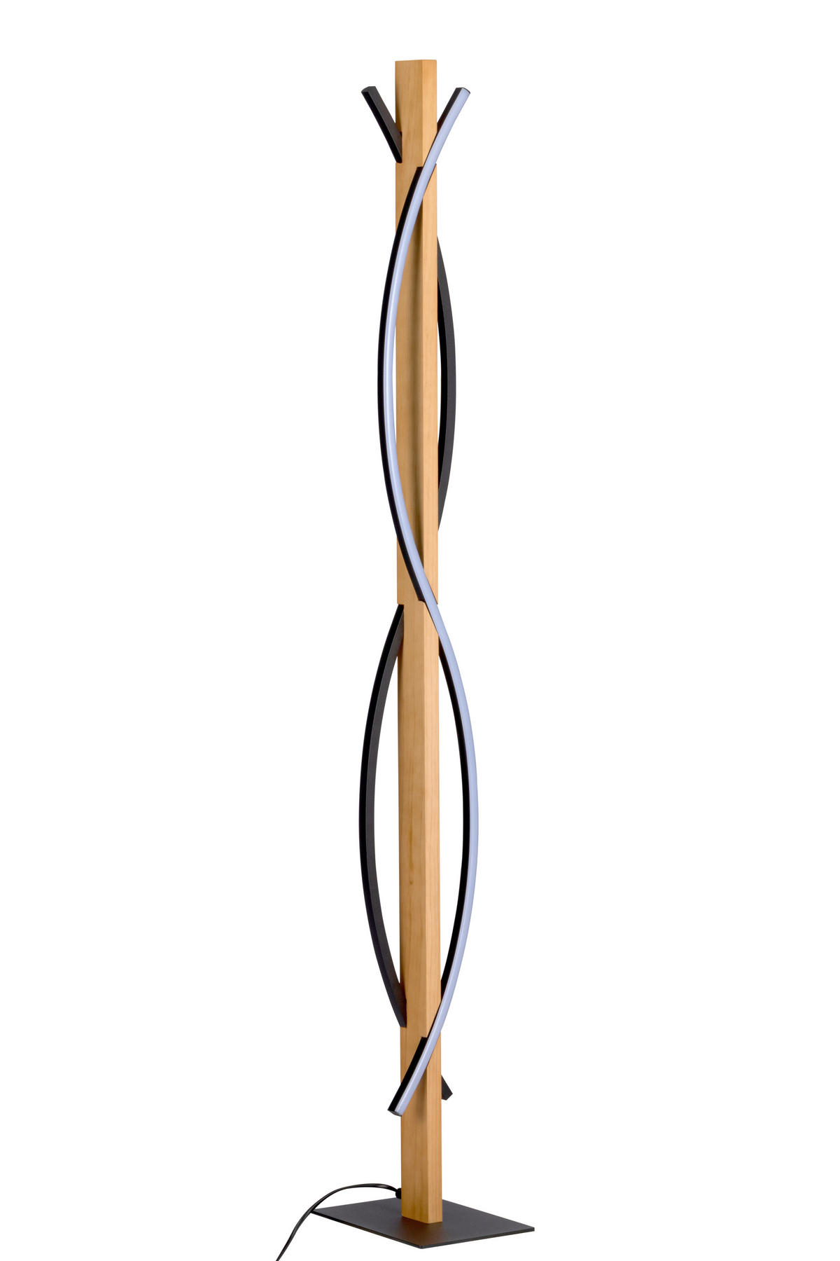 LED-STEHLEUCHTE Zhang 22/130/16 cm   - Schwarz/Kieferfarben, Design, Holz/Kunststoff (22/130/16cm) - Novel