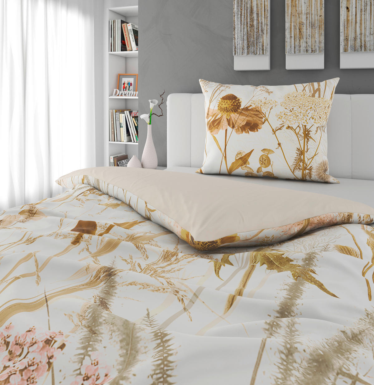 WENDEBETTWÄSCHE Celene Satin 140/200 cm  - Naturfarben, KONVENTIONELL, Textil (140/200cm) - Novel