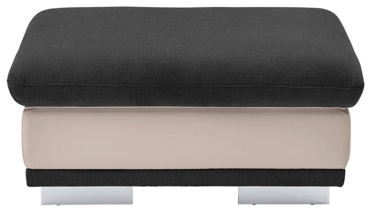 HOCKER Chenille Schwarz, Sandfarben  - Sandfarben/Chromfarben, KONVENTIONELL, Textil/Metall (97/47/67cm) - MID.YOU