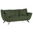 3-SITZER-SOFA in Feincord Grün  - Schwarz/Grün, Design, Textil/Metall (203/90/95cm) - Carryhome