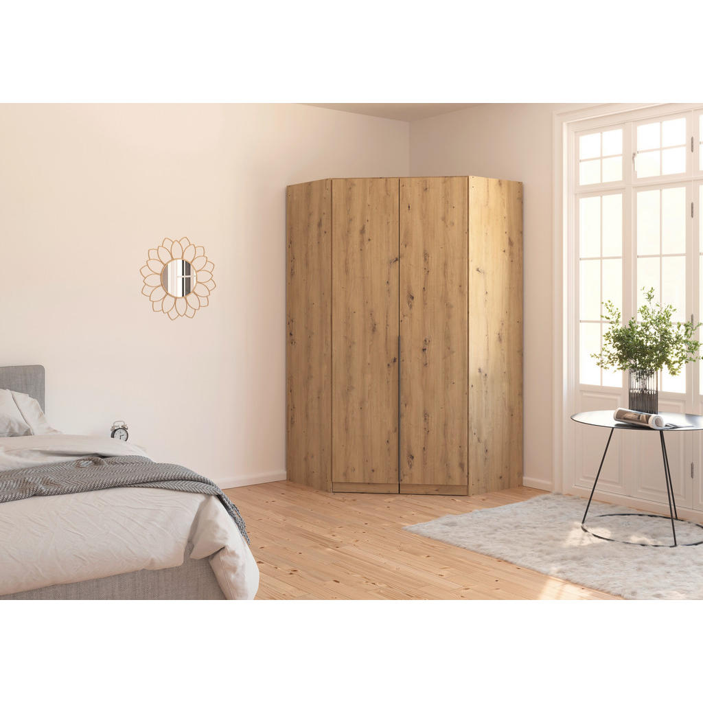 Thumbnail - Rauch Möbel Eckkleiderschrank Rauch Alabama, Dunkelgrau, Eiche Artisan, Holzwerkstoff, 12 Fächer, 117x229x117 cm, Blauer...