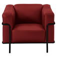 SESSEL in Echtleder Rot  - Rot/Schwarz, Design, Leder/Metall (91/67/96cm) - Johann Jakob