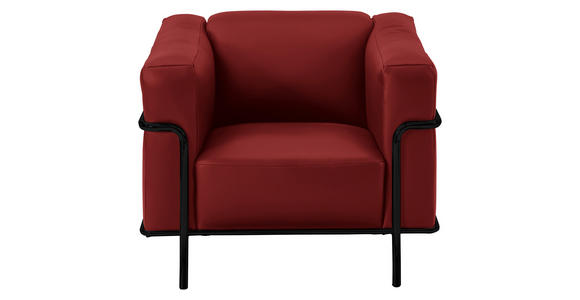 SESSEL in Echtleder Rot - Rot/Schwarz, Design, Leder/Metall (91/67/96cm) - Johann Jakob