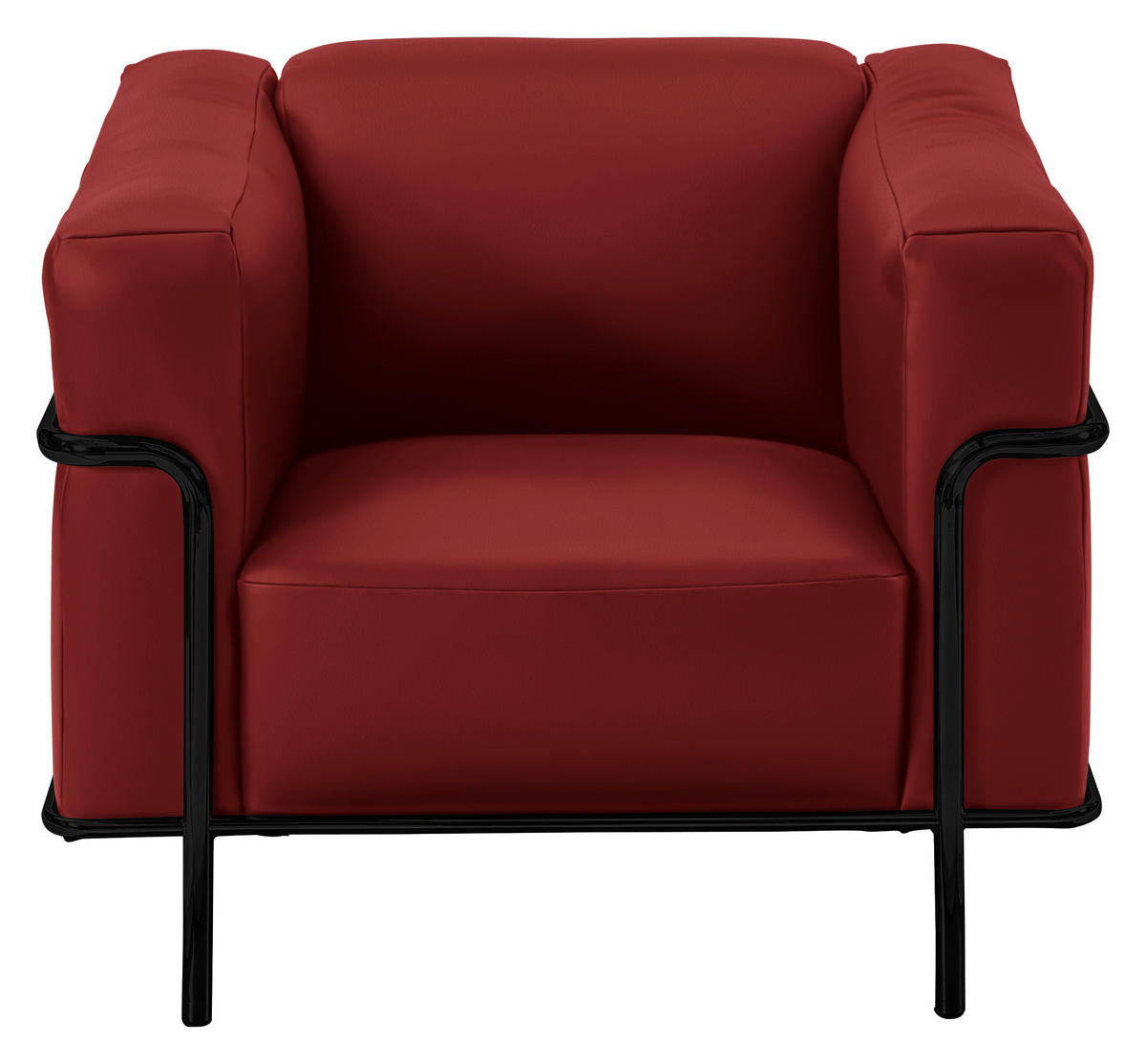 SESSEL in Echtleder Rot  - Rot/Schwarz, Design, Leder/Metall (91/67/96cm) - Johann Jakob