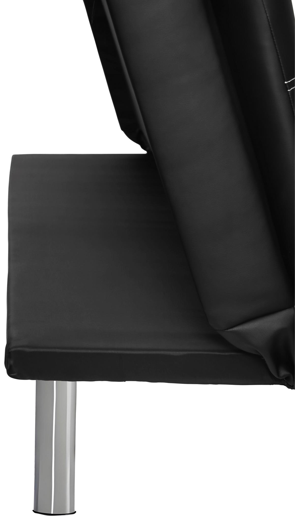 SCHLAFSOFA Lederlook Schwarz  - Silberfarben/Schwarz, Design, Textil/Metall (180/78/93cm) - P & B