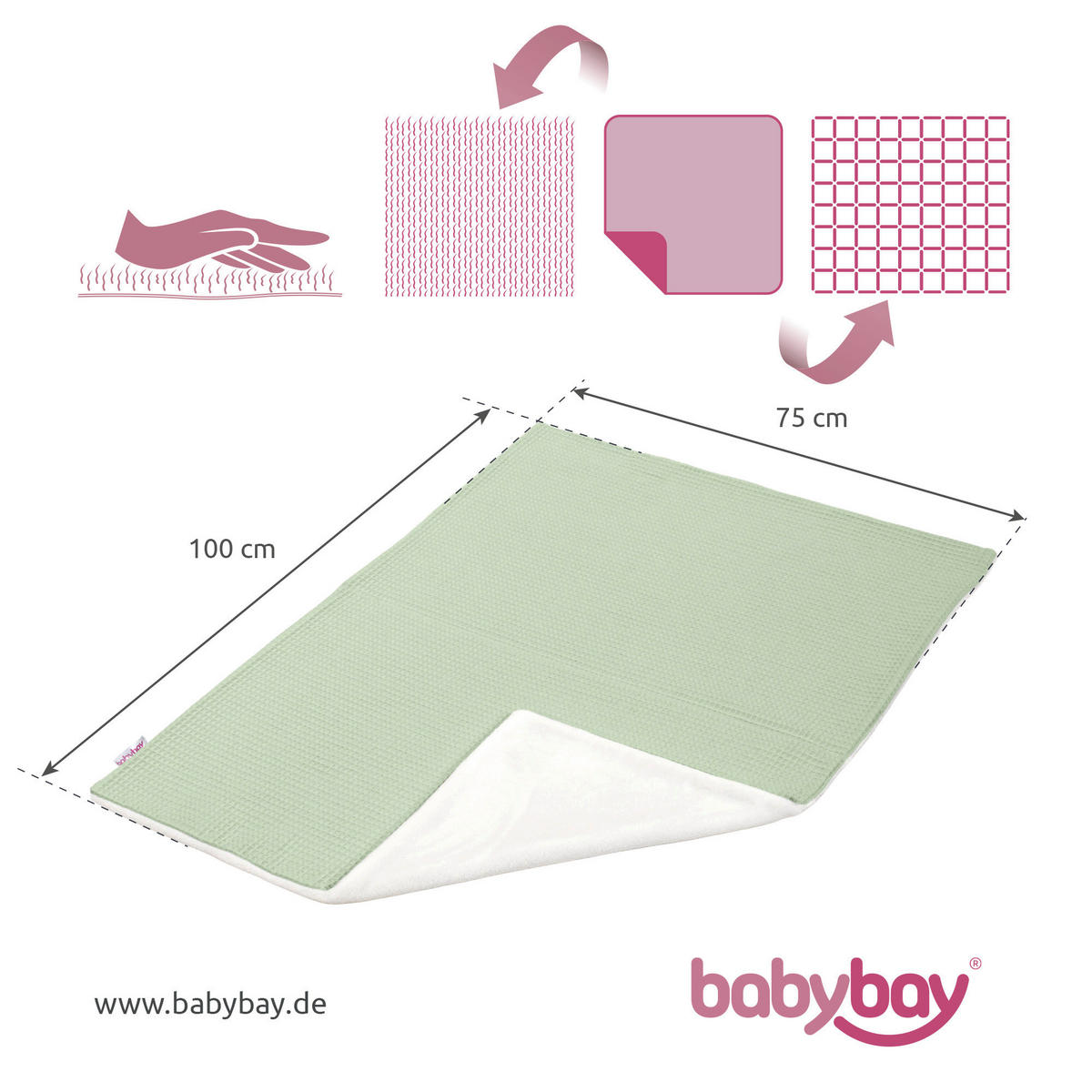 SCHMUSEDECKE  100/75 cm  - Jadegrün, Basics, Textil (100/75cm) - Babybay