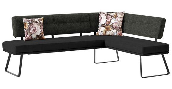 ECKBANK 225/169 cm in Schwarz, Dunkelbraun - Dunkelbraun/Schwarz, Design, Textil/Metall (225/169cm) - Dieter Knoll