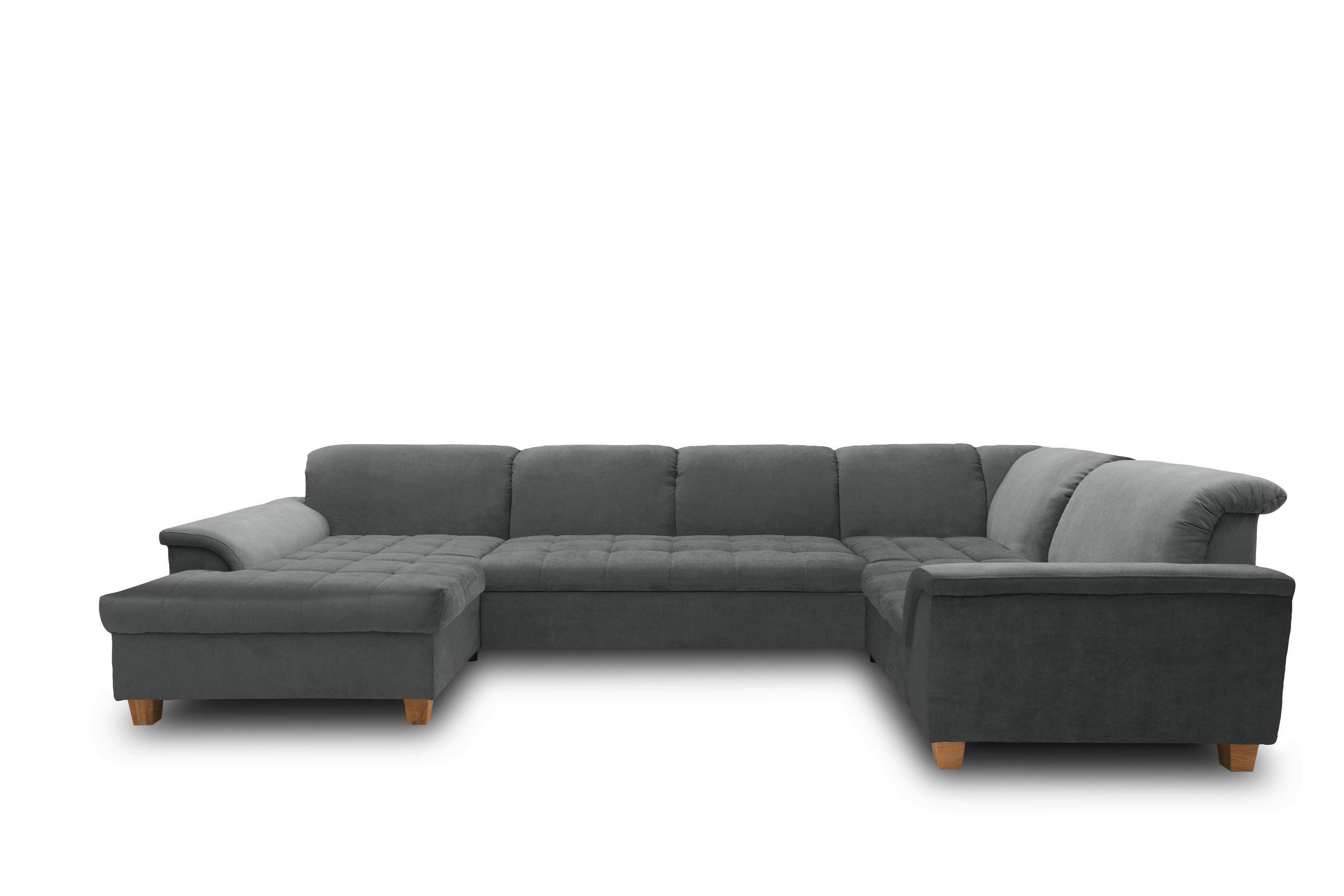 WOHNLANDSCHAFT Dunkelgrau Mikrofaser - Eichefarben/Dunkelgrau, KONVENTIONELL, Holz/Textil (170/352/214cm) - MID.YOU