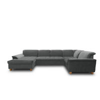 WOHNLANDSCHAFT Dunkelgrau Mikrofaser  - Eichefarben/Dunkelgrau, KONVENTIONELL, Holz/Textil (170/352/214cm) - MID.YOU