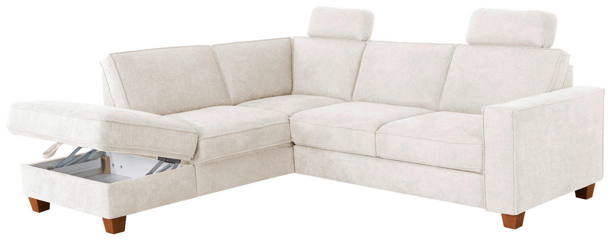ECKSOFA in Flachgewebe Creme  - Eichefarben/Creme, Konventionell, Holz/Textil (213/236cm) - Sit & More