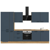 KÜCHENBLOCK 330 cm   in Eichefarben, Dunkelblau  - Eichefarben/Schwarz, MODERN, Holzwerkstoff/Metall (330cm) - Nobilia