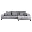 ECKSOFA  in Flachgewebe Hellgrau  300/205 cm  - Hellgrau/Schwarz, KONVENTIONELL, Textil/Metall (300/205cm) - Carryhome