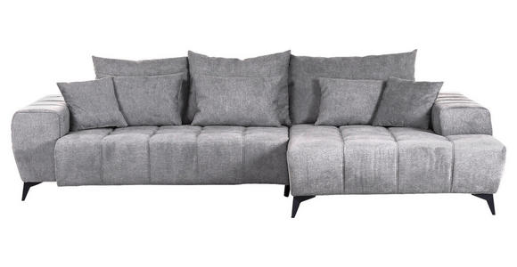 ECKSOFA  in Flachgewebe Hellgrau  300/205 cm  - Hellgrau/Schwarz, KONVENTIONELL, Textil/Metall (300/205cm) - Carryhome