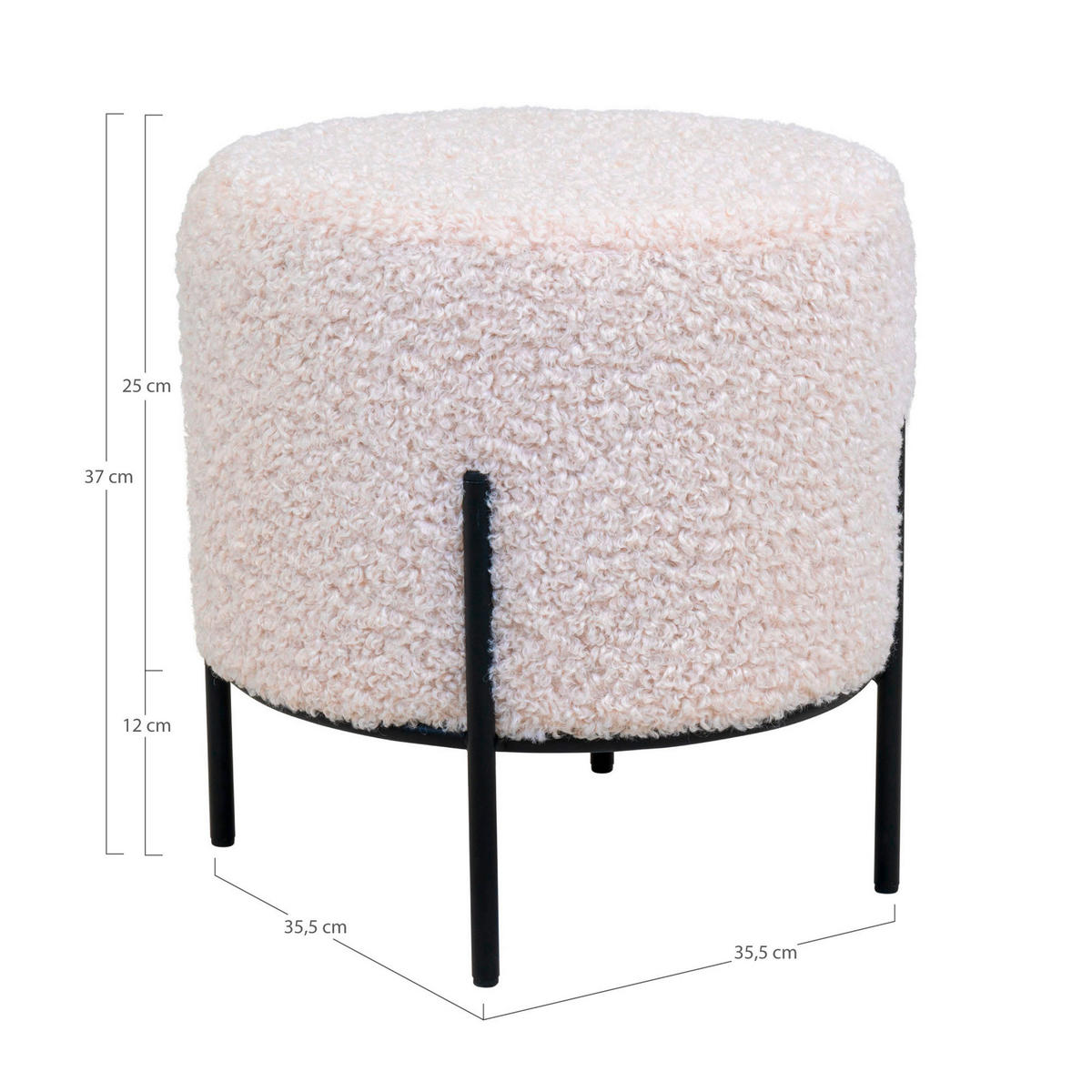 HOCKER Schwarz, Weiß  - Schwarz/Weiß, Design, Textil/Metall (35.5/37cm)