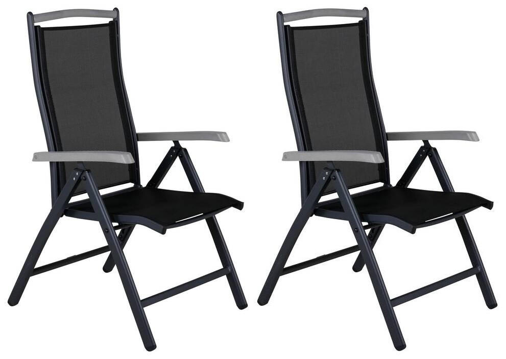 GARTENSESSEL-SET Aluminium Schwarz  - Schwarz, KONVENTIONELL, Metall (60/110/73cm) - Gardenson