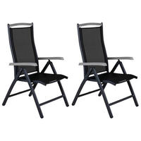 GARTENSESSEL-SET Aluminium Schwarz  - Schwarz, KONVENTIONELL, Metall (60/110/73cm) - Gardenson