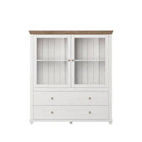 FÉLMAGAS SZEKRÉNY 126/138/42 cm  - kőris/fehér, Design, faalapú anyag/Üveg (126/138/42cm) - Venda