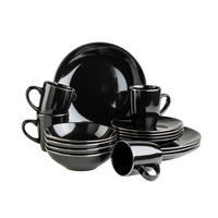 KOMBISERVICE Schwarz Metallic Rim 16-teilig 4 Personen  - Schwarz, Basics, Keramik - Mäser