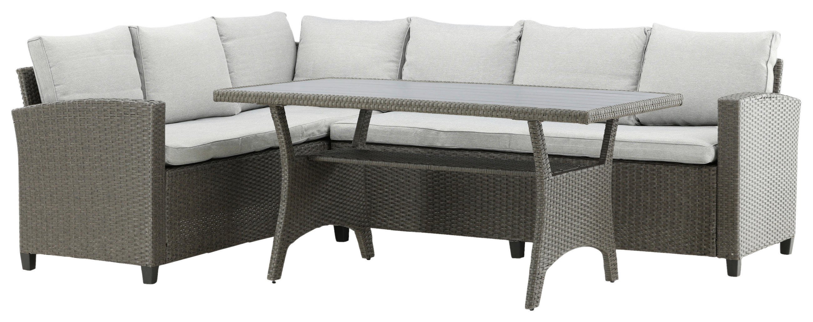 DINING-LOUNGESET 2-teilig  - Grau, KONVENTIONELL, Kunststoff - Gardenson
