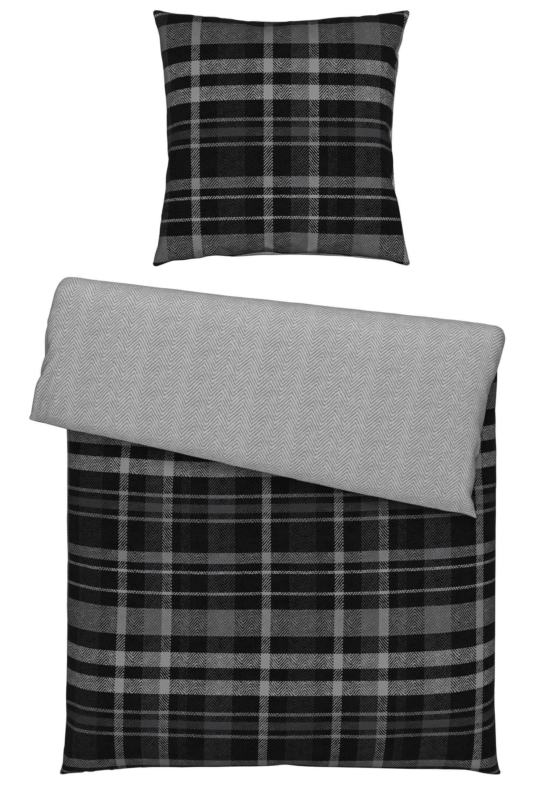 WENDEBETTWÄSCHE 135/200 cm Flanell  - Anthrazit, Textil (135/200cm) - Novel