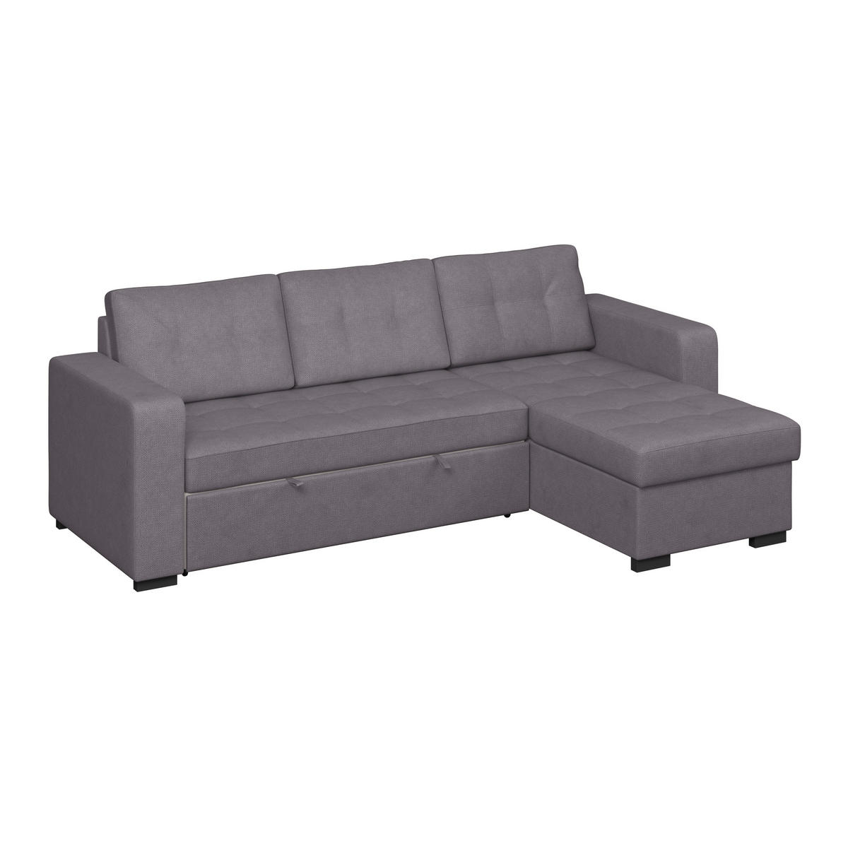 ECKSOFA Mikrofaser, Struktur Dunkelgrau  - Dunkelgrau/Schwarz, Trend, Textil/Metall (239/160cm) - MID.YOU