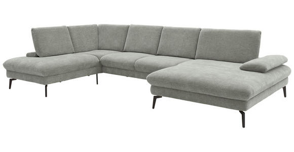 WOHNLANDSCHAFT in Webstoff Silberfarben - Silberfarben/Schwarz, Design, Textil/Metall (208/354/157cm) - Dieter Knoll