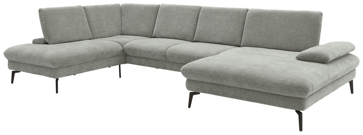 WOHNLANDSCHAFT in Webstoff Silberfarben  - Silberfarben/Schwarz, Design, Textil/Metall (208/354/157cm) - Dieter Knoll