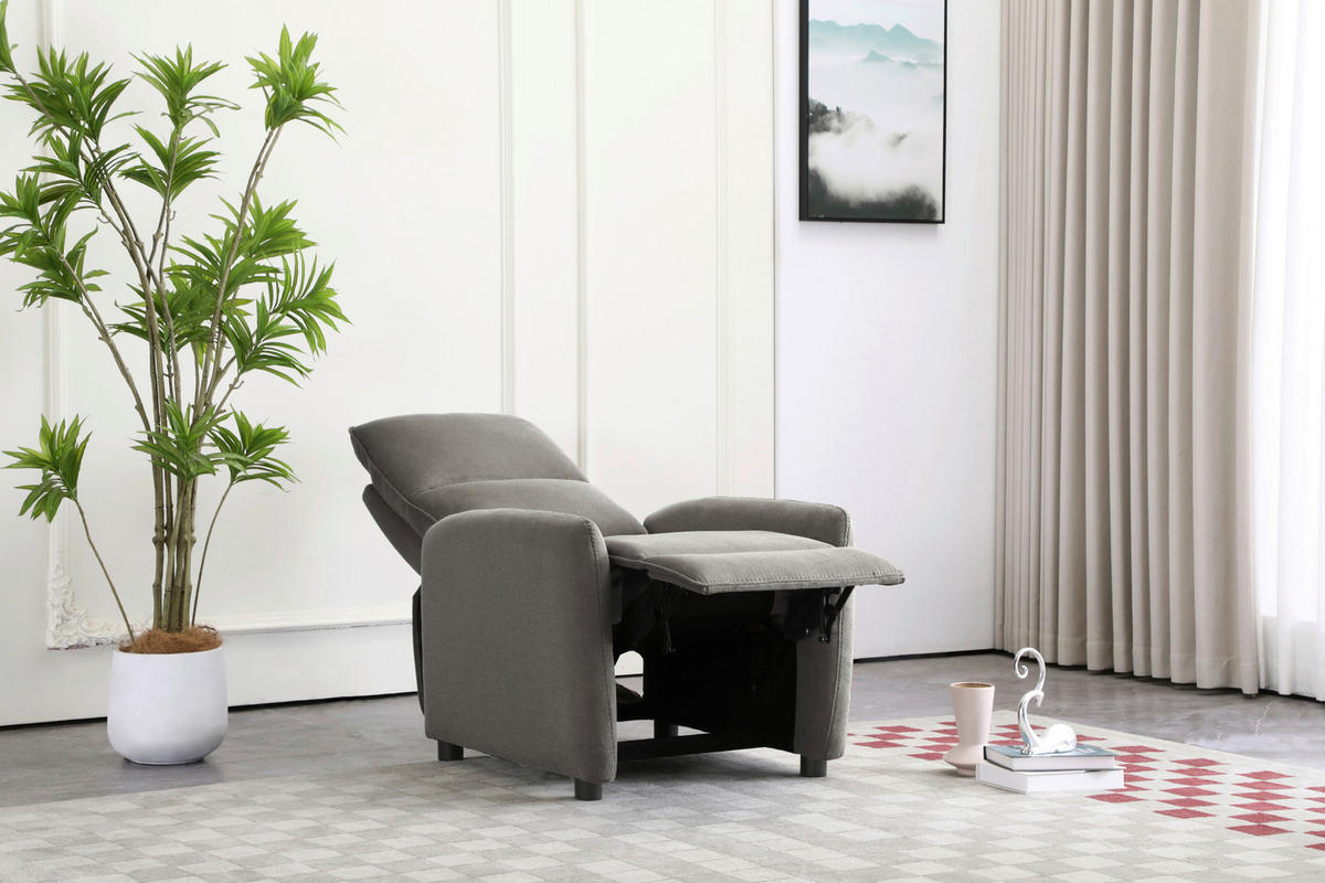 Fotoliu Pentru Televizor din lemn, metal, plastic, textil, gri deschis - gri deschis/negru, Konventionell, plastic/lemn (74/101/95cm) - Carryhome