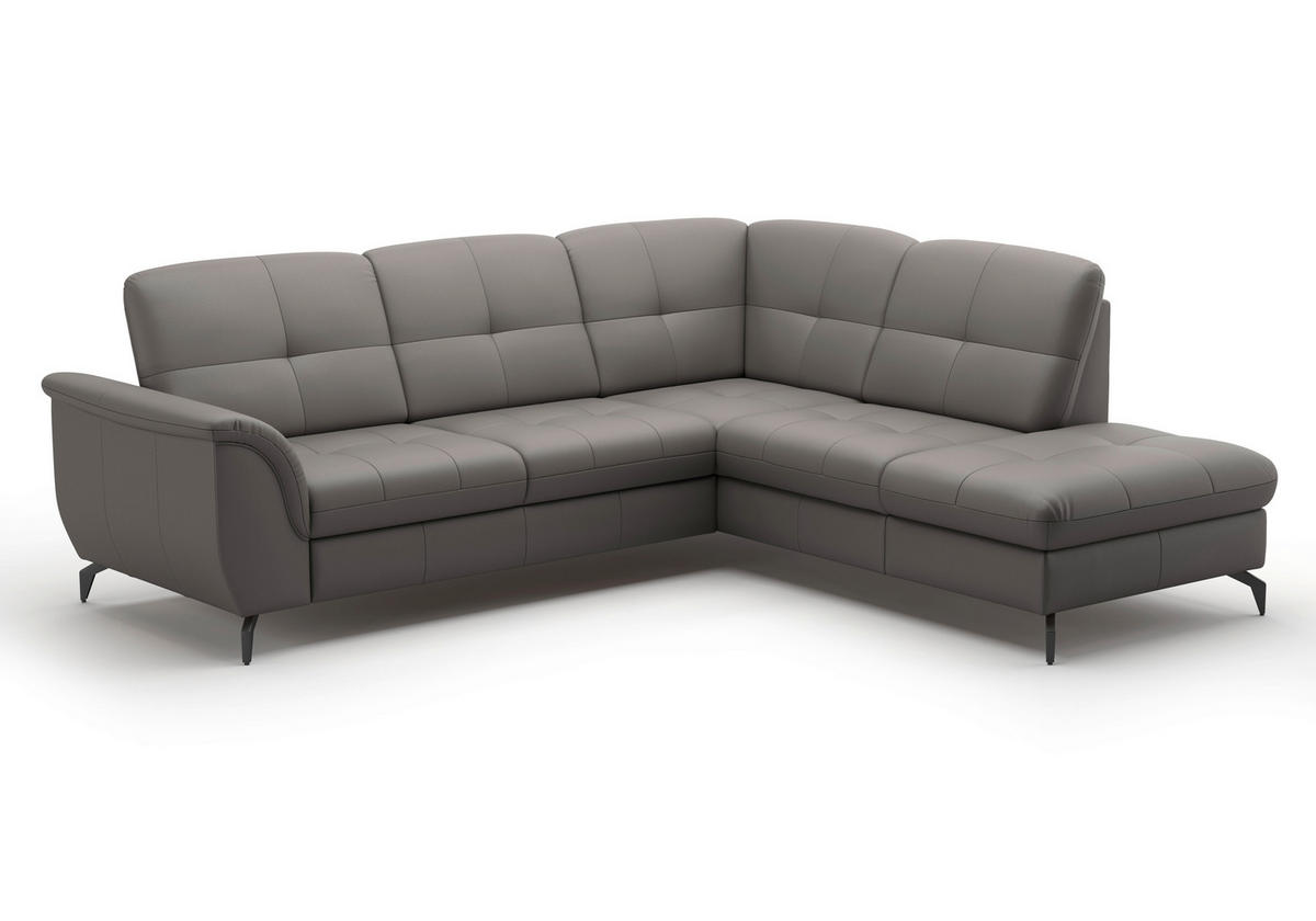 ECKSOFA in Vliesstoff Kombination Echtleder/Stoff Mokka  244/212 cm  - Schwarz/Mokka, MODERN, Leder/Textil (244/212cm) - Sit & More