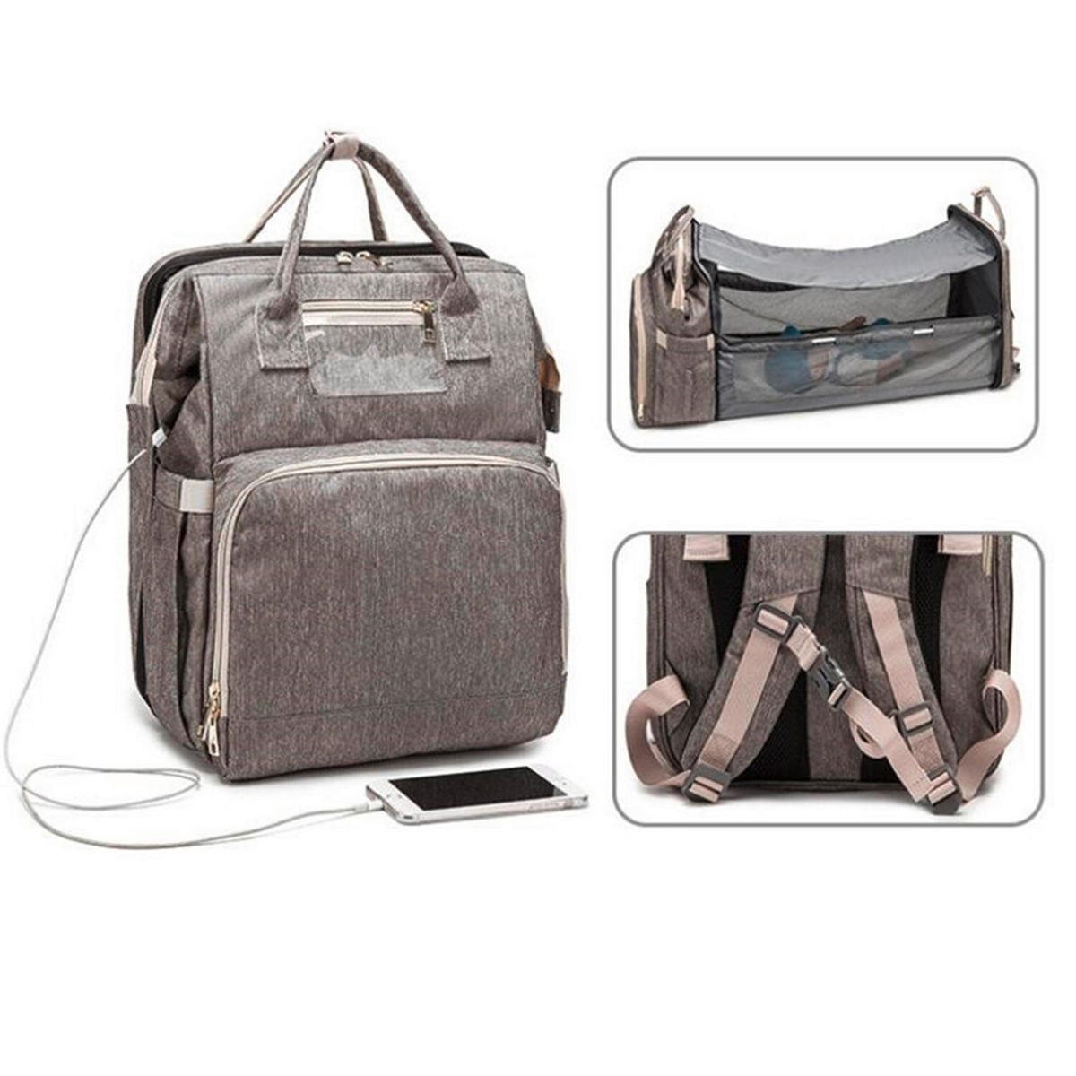 WICKELRUCKSACK Stella Bag Premium  - Grau, Basics, Textil (30/40/21cm)
