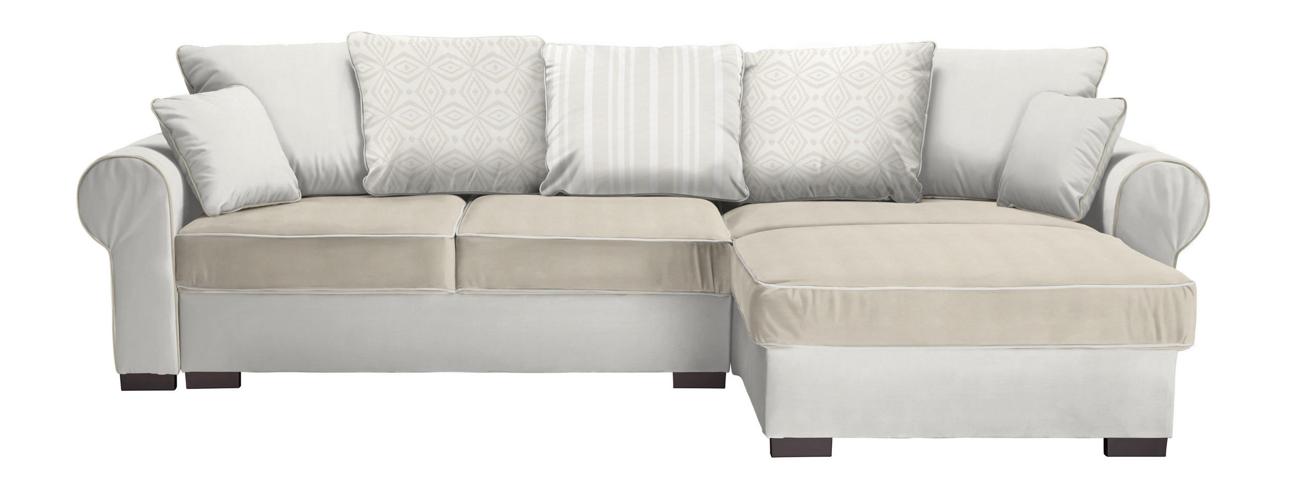 WOHNLANDSCHAFT Creme, Naturfarben Mikrofaser  - Creme/Braun, ROMANTIK / LANDHAUS, Kunststoff/Textil (310/193cm) - Livetastic