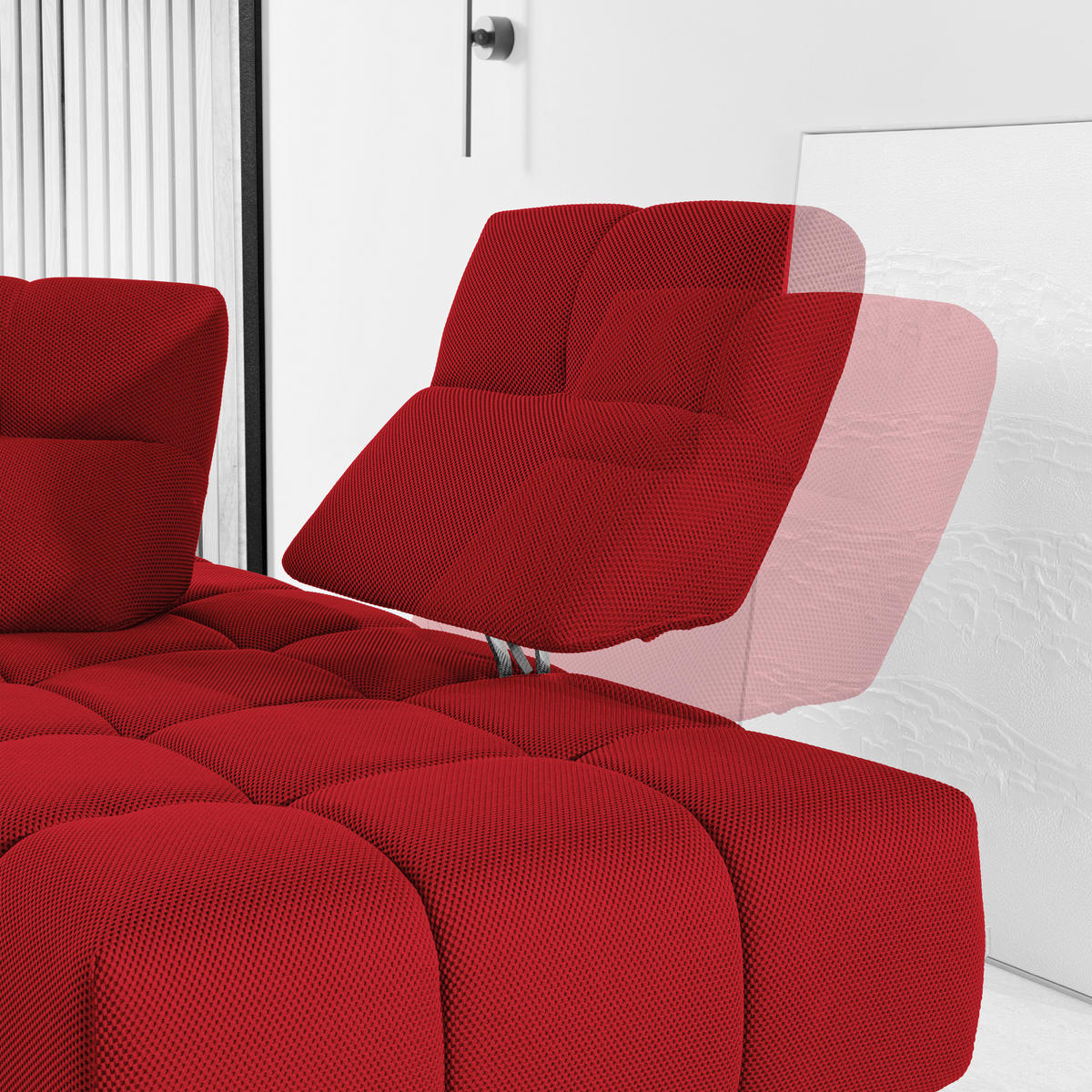 ECKSOFA in Struktur Rot  313/233 cm  - Rot/Schwarz, Design, Kunststoff/Textil (313/233cm) - Emilio Belluti