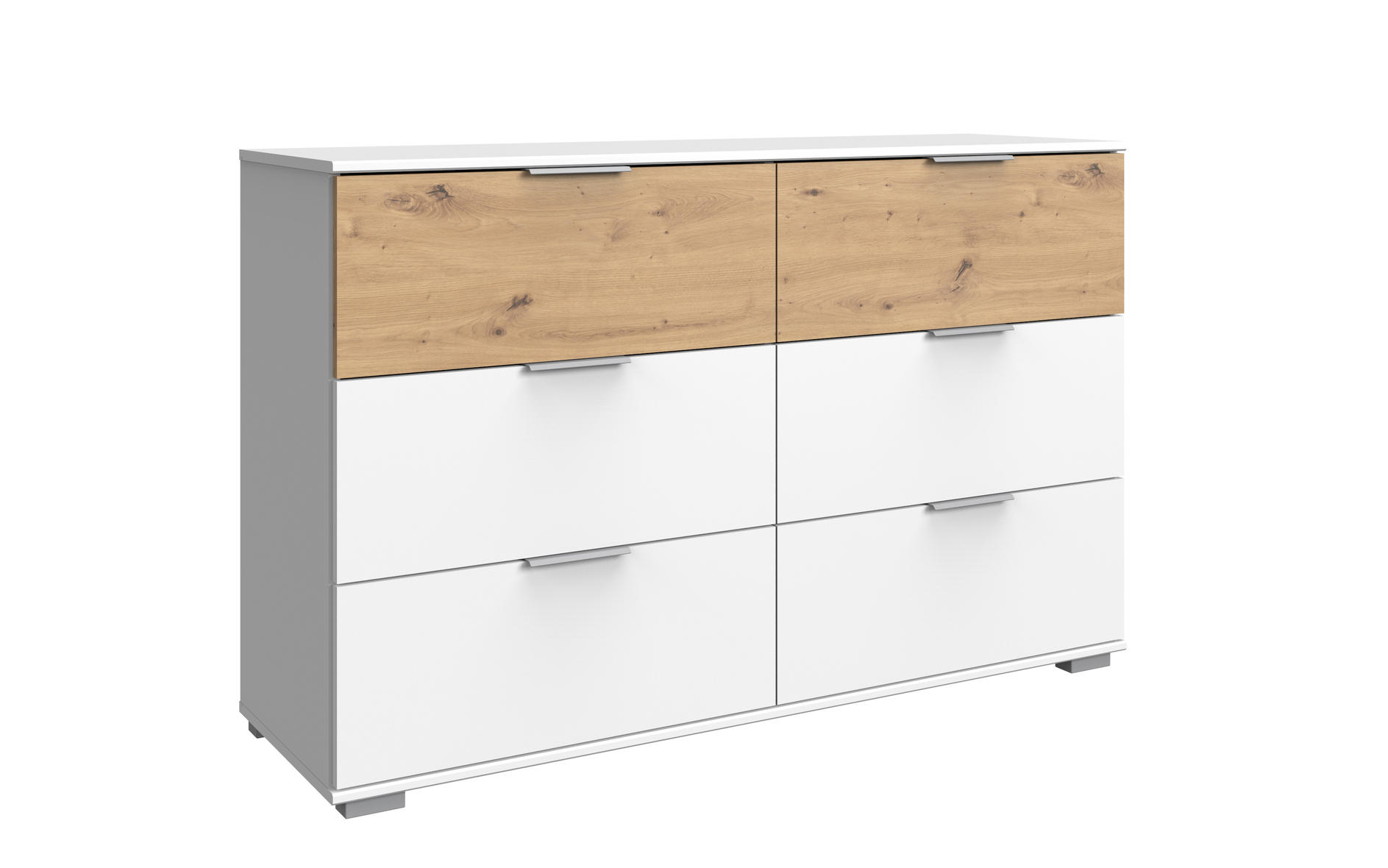 KOMODA  130/90/41 cm  bela, hrast artisan  - bela/srebrna, Konvencionalno, pločasti materijal/plastika (130/90/41cm) - Hom`in