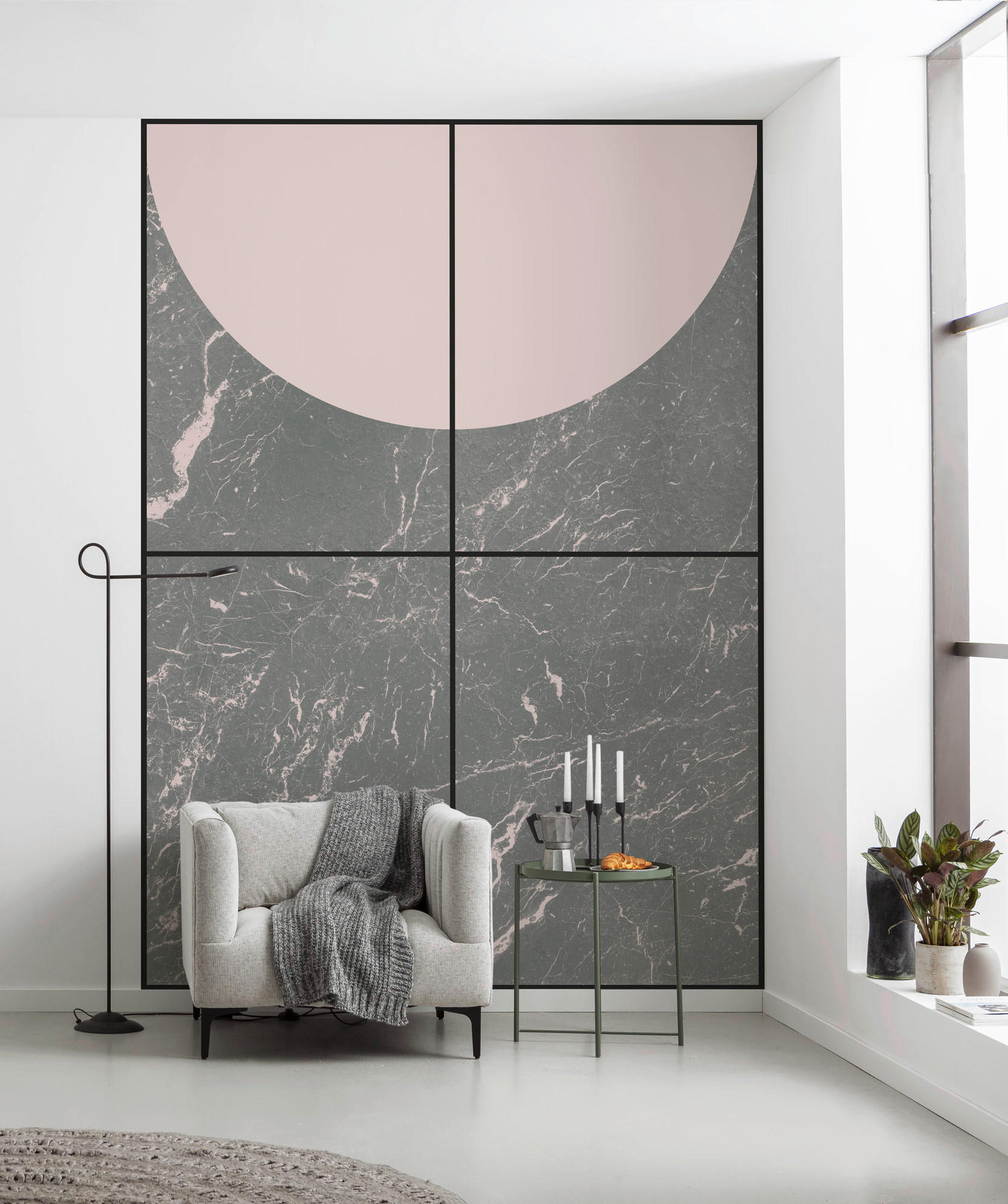 VLIESTAPETE - Rosa/Grau, Basics (200/280cm) - Xora