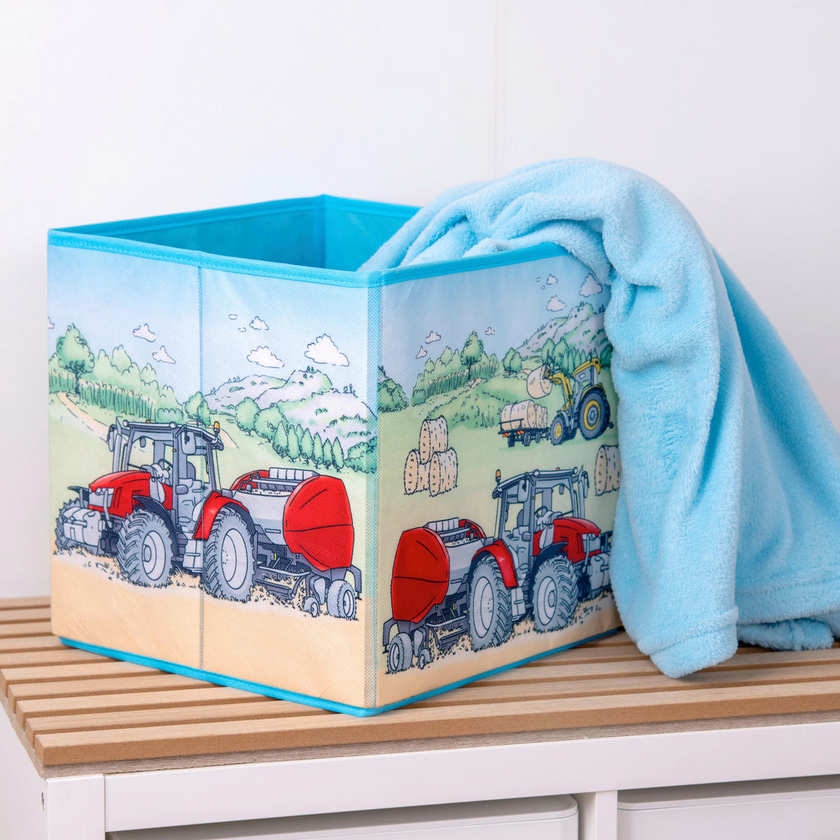 AUFBEWAHRUNGSBOX Traktor  - Multicolor/Hellgrün, Basics, Textil (30/30/30cm) - Herding