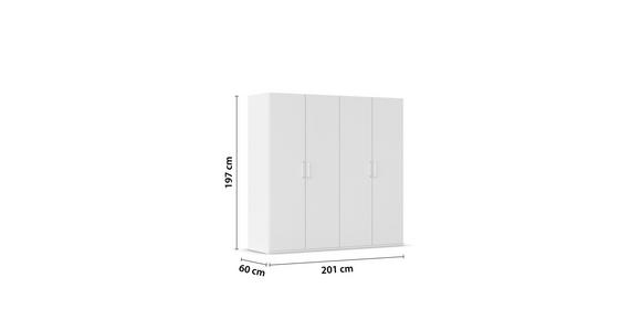 DREHTÜRENSCHRANK 201/197/60 cm 4-türig Weiß  - Weiß, Design, Holzwerkstoff/Kunststoff (201/197/60cm) - Novel