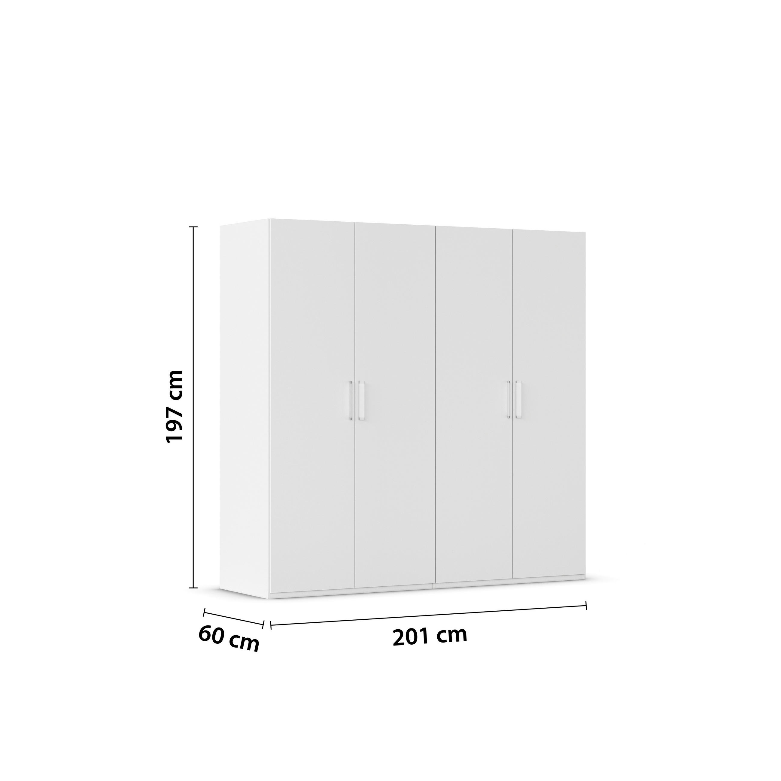 DREHTÜRENSCHRANK 201/197/60 cm 4-türig Weiß  - Weiß, Design, Holzwerkstoff/Kunststoff (201/197/60cm) - Novel