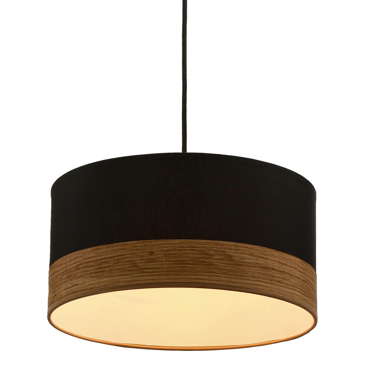 PENDELLAMPA Porto 30/115 cm  - svart/ekfärgad, Natur, metall/textil (30/115cm)