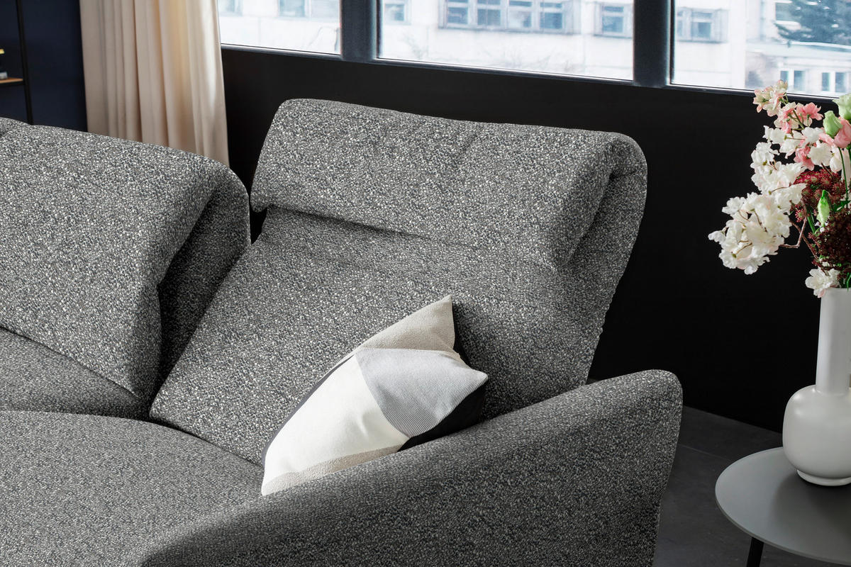 ECKSOFA Grau Chenille  - Schwarz/Grau, Design, Textil/Metall (187/299cm) - Schöner Wohnen