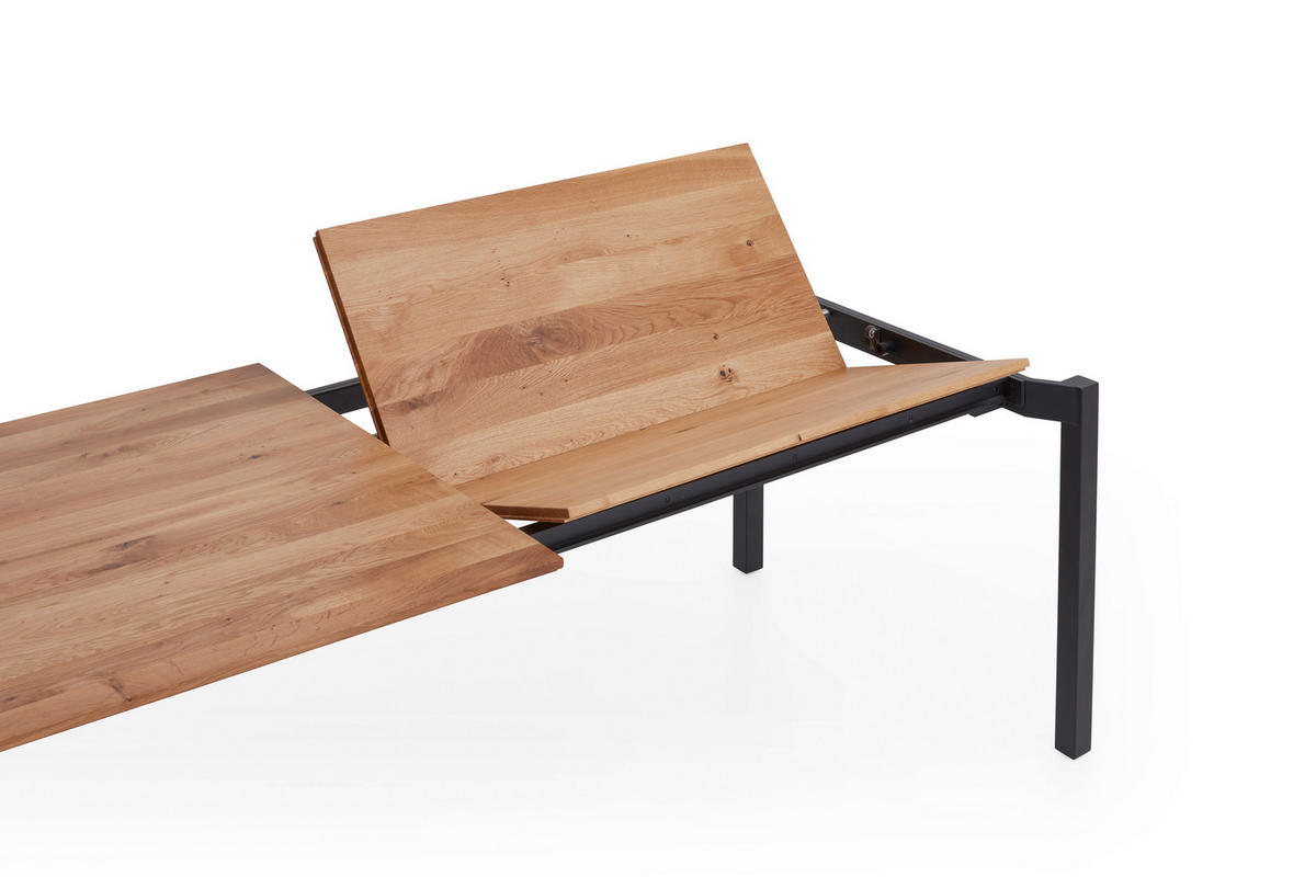 ESSTISCH in Holz 180(280)/100/76 cm  - Eichefarben/Schwarz, Design, Holz/Metall (180(280)/100/76cm) - Valdera