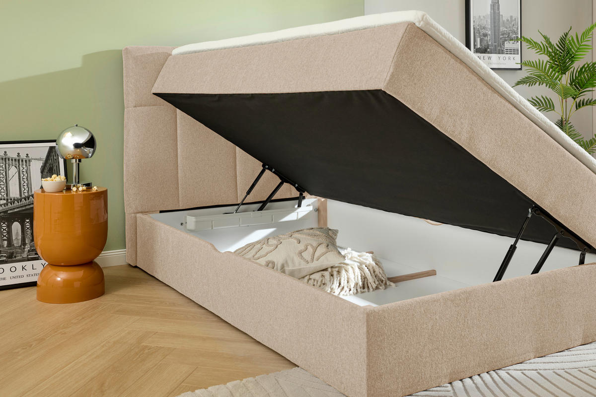 BOXBETT 90/200 cm  in Creme  - Creme, KONVENTIONELL, Textil (90/200cm) - Boxxx