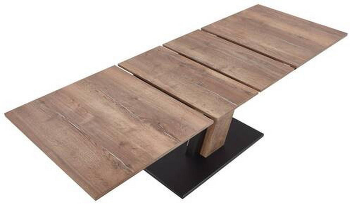 ESSTISCH Eichefarben rechteckig  ausziehbar, in verschiedenen Größen erhältlich  - Eichefarben/Schwarz, KONVENTIONELL, Holz (140-220/90/77cm) - Valdera
