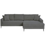 ECKSOFA Grau Cord  - Schwarz/Grau, KONVENTIONELL, Textil/Metall (276/173cm) - Carryhome