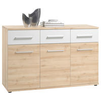 KOMODA, bílá, barvy buku, 135/91/40 cm - bílá/černá, Design, kompozitní dřevo/plast (135/91/40cm) - Ti'me