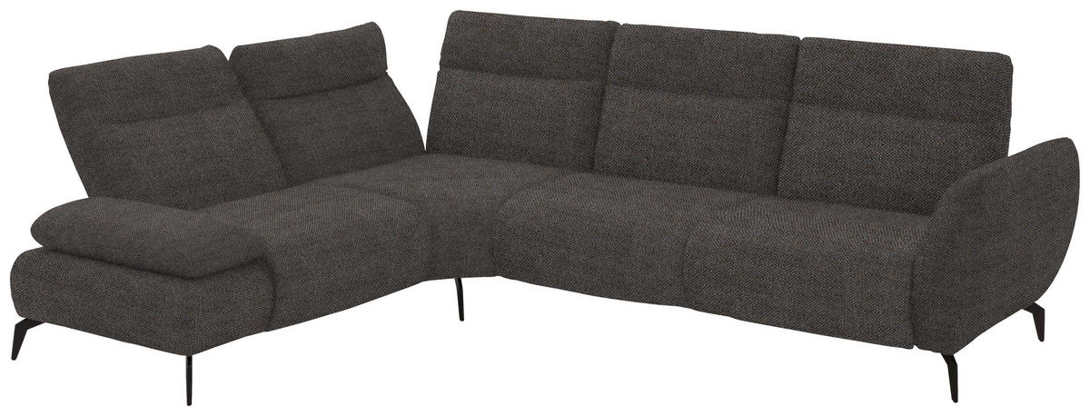 ECKSOFA in Webstoff Taupe  223/290 cm  - Taupe/Schwarz, Design, Textil/Metall (223/290cm) - Moderano