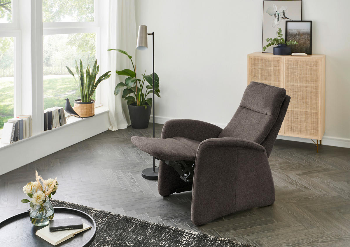 FERNSEHSESSEL in Chenille Graubraun  - Graubraun, Konventionell, Textil (79/114/87-176cm) - Valdera