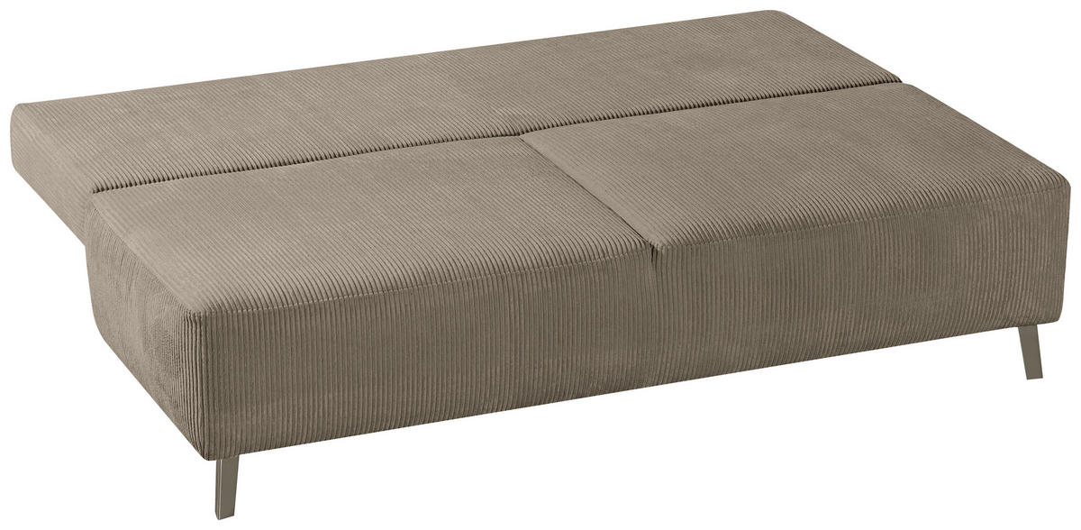 SCHLAFSOFA  in Cord Graubraun  - Chromfarben/Graubraun, MODERN, Textil/Metall (197/92/88cm) - Novel